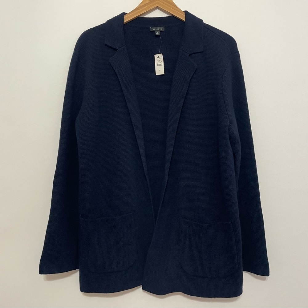 Talbots Women's Notch Collar Sweater Blazer Navy Size Small